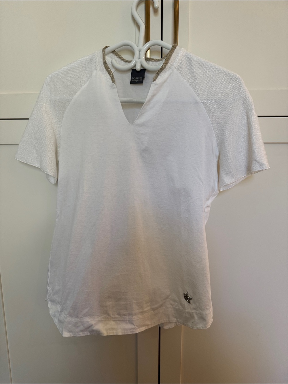 Lorena Antoniazzi White Short-Sleeve with Contrast Trim